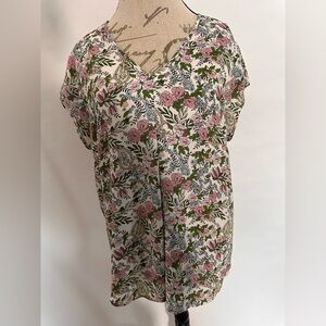 DR2 Pink and Green Floral Blouse